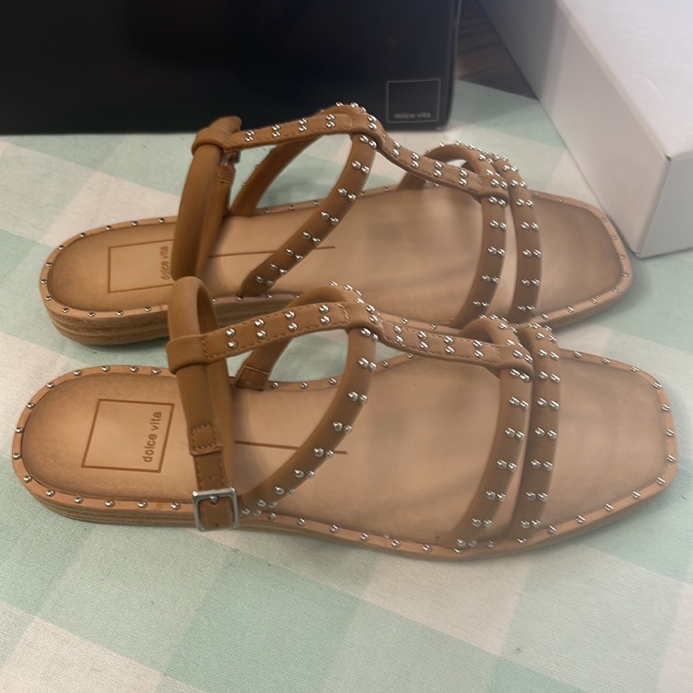 Dolce Vita Ankle Wrap Sandal Tan Leather 8